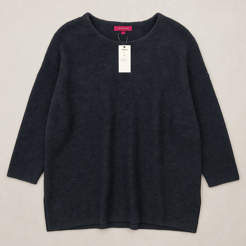 Catherine Malandrino Navy Oversized Fuzzy Knit Sweater | Size L